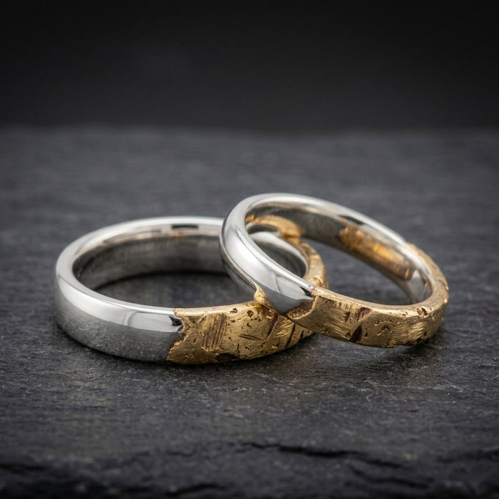 Alianzas Personalizadas de Plata y Oro 18k