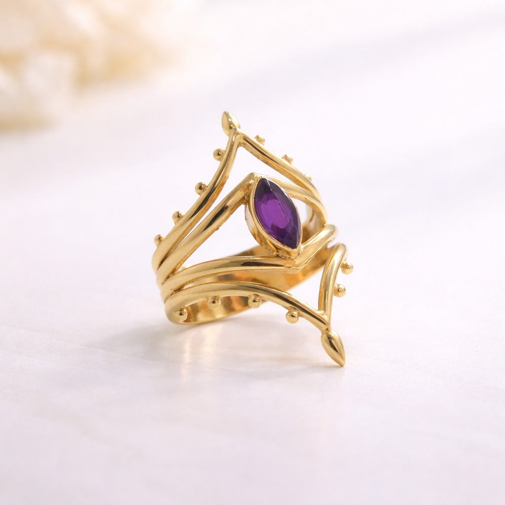 Anillo Geometria Chapado en Oro 18k