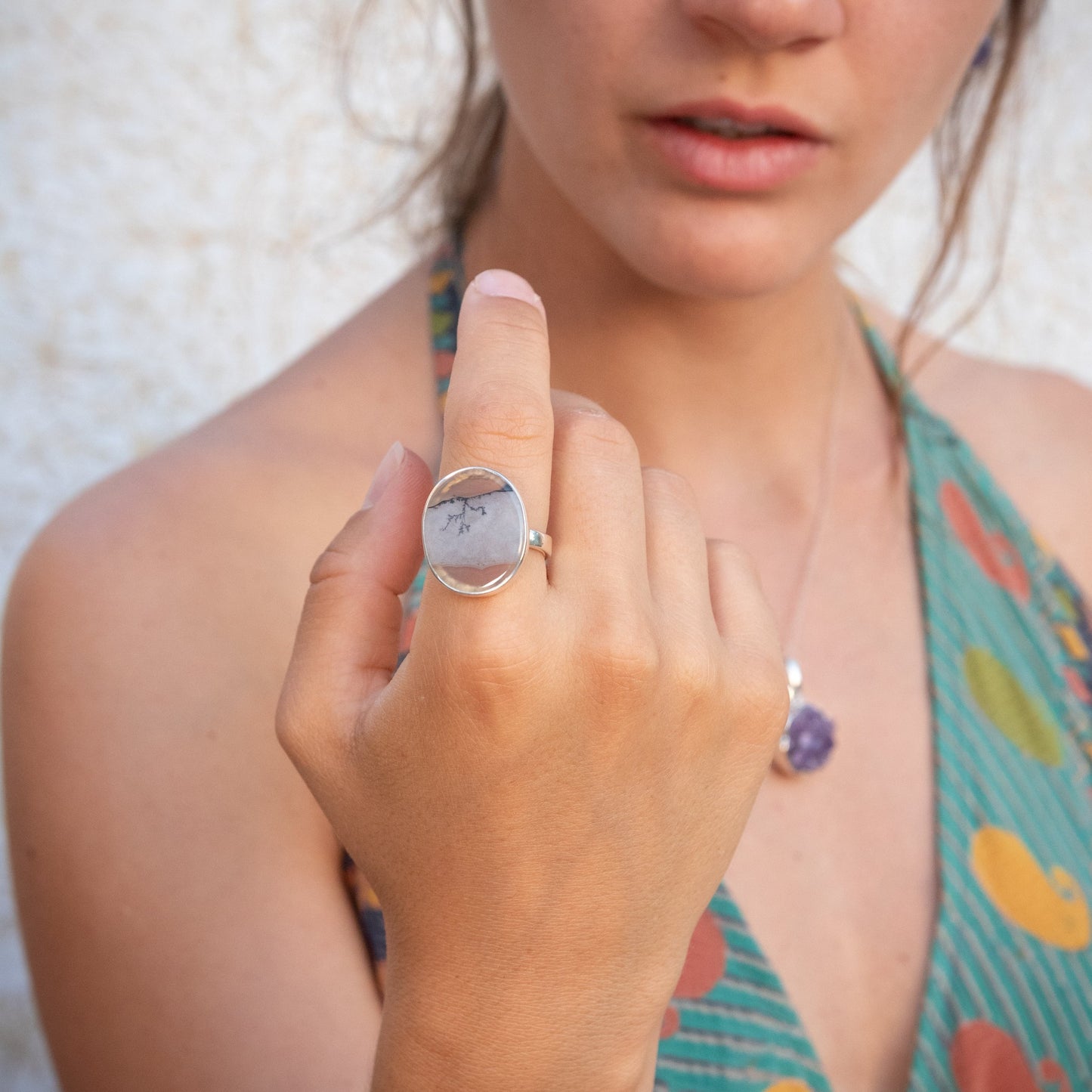 ic: anillo plata agata natural unico