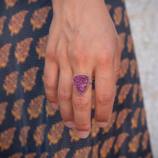 Anillo Plata Cobalto Calcita