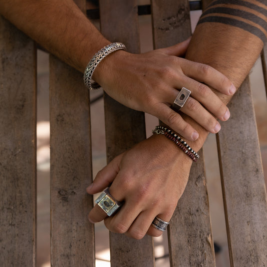 Anillo Plata, Oro y aguamarina