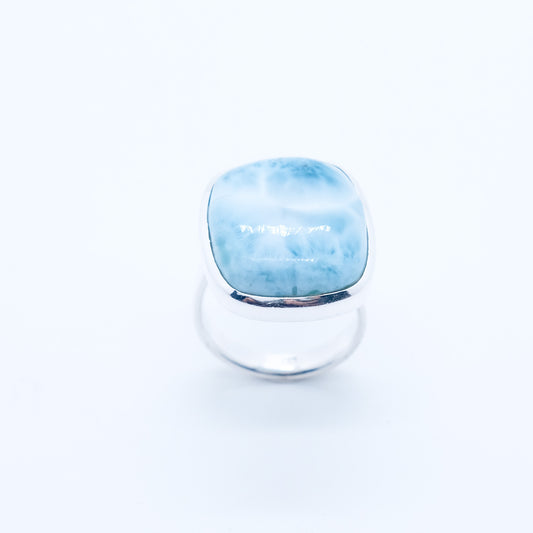 Anillo Larimar República Dominicana Cuadrado Plata 925