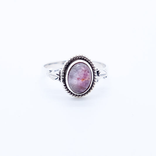 Anillo Meeresboden Turmalina Roja Rubelita Plata 925 Ecológica