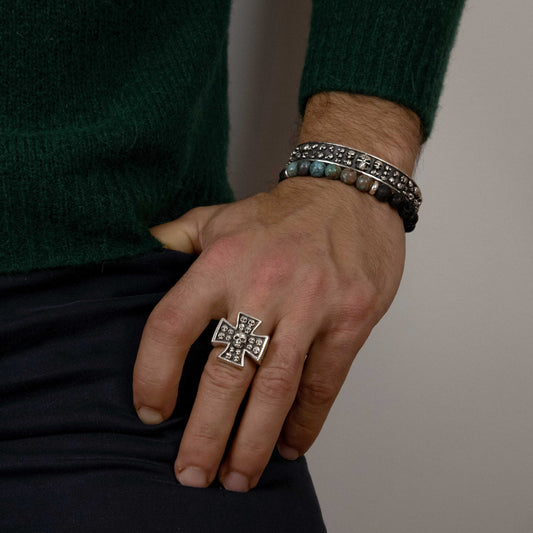 IC: ANILLO PLATA 925 CRUZ CALAVERAS 1