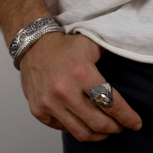 IC: Anillo PLATA 925 Cabeza Buddha - Plata Luz