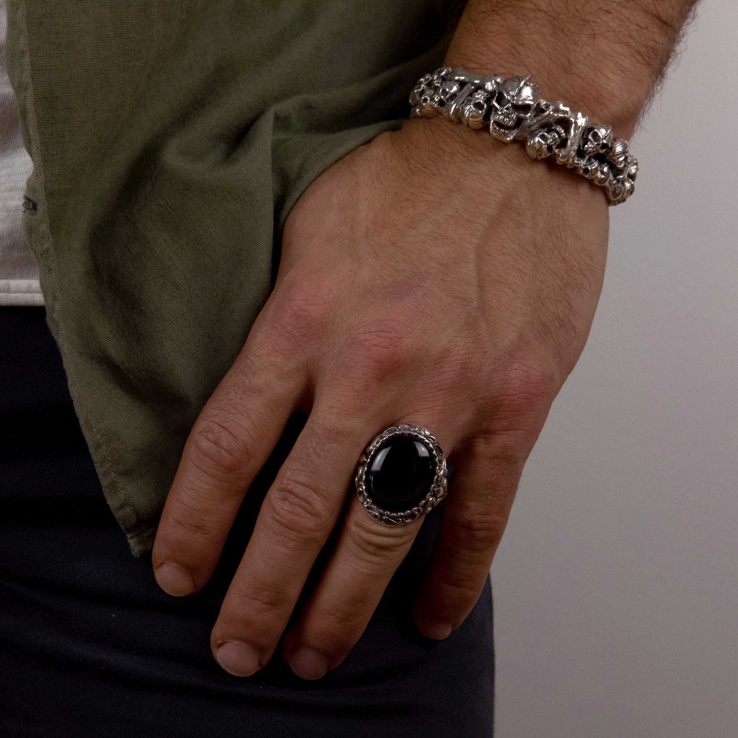 IC: ANILLO PLATA 925 ONIX NEGRO HOMBRE