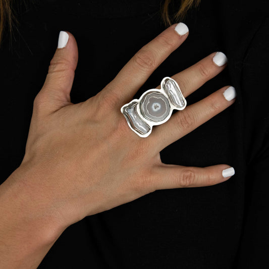 Anillo Akaatti - Plata Luz