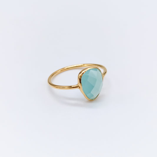 Anillo plataluz calcedonia plata chapada en oro