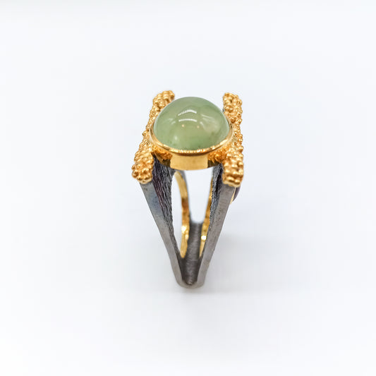 Anillo Square Plata 925 y Piedras Naturales