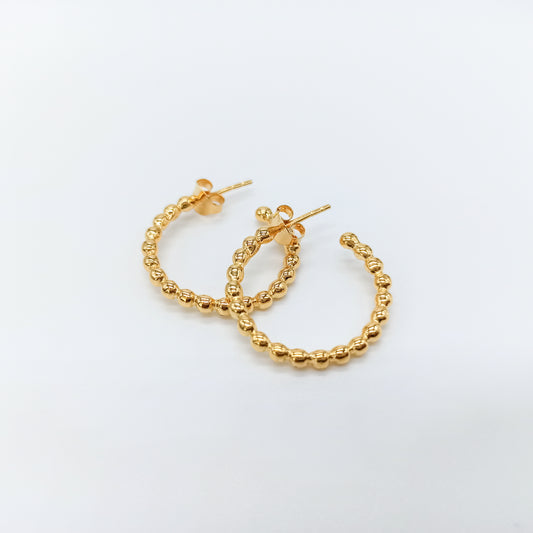 Pendiente Aro Bolas Plata 925 Bañada en Oro 18k