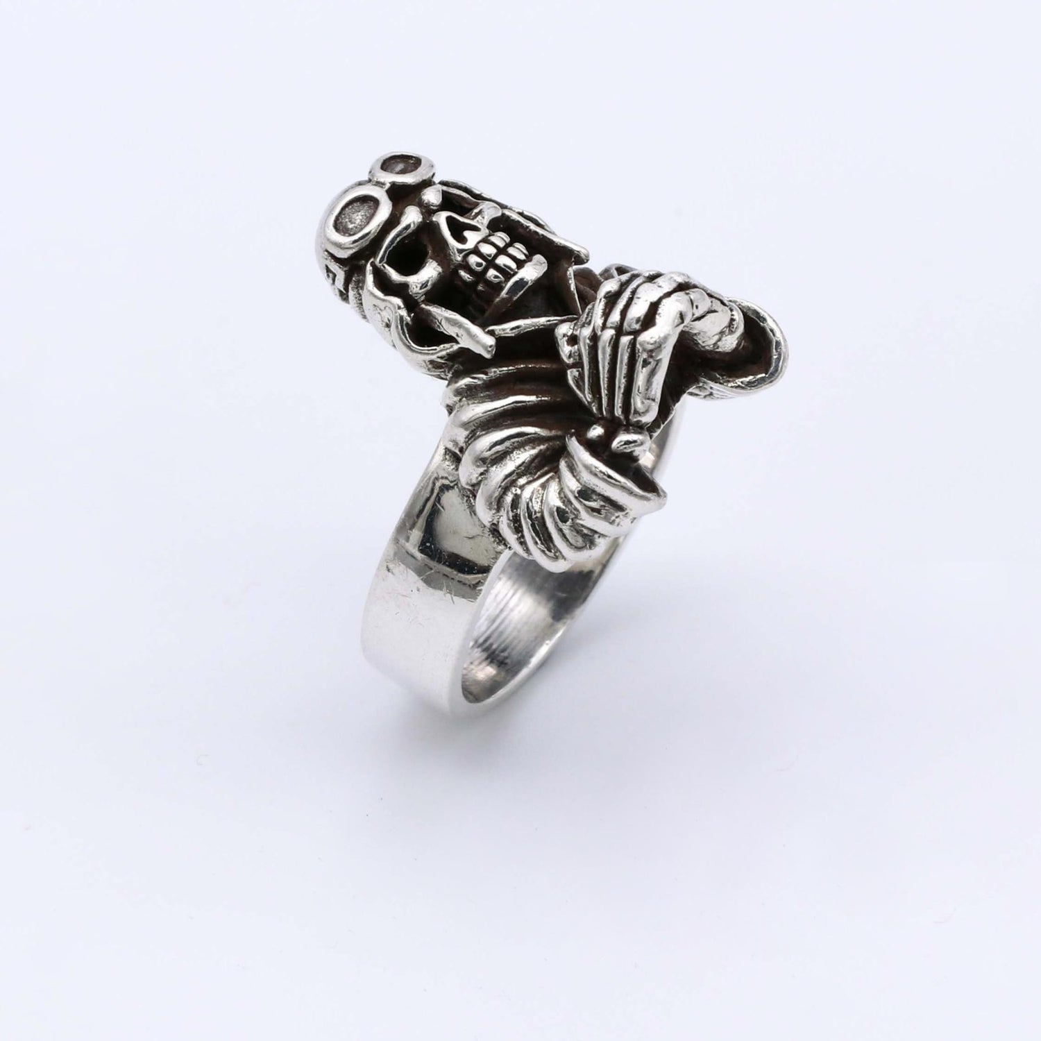 IC: ANILLO PLATA 925 CALAVERA AVIADOR 2