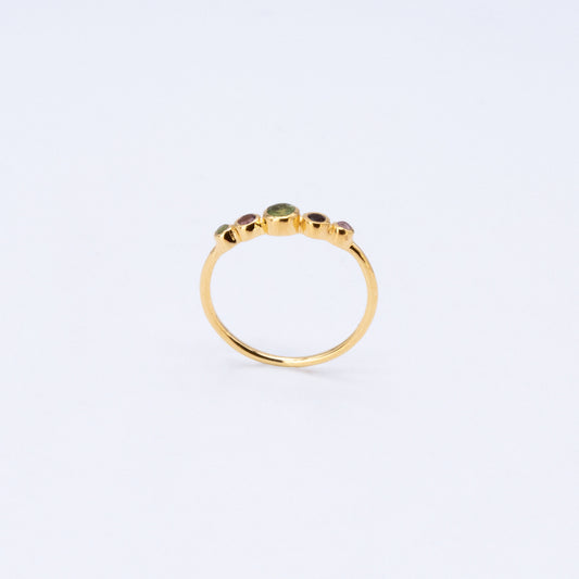 Anillo Lydia Multi Turmalina Plata 925 Bañada en Oro 18k