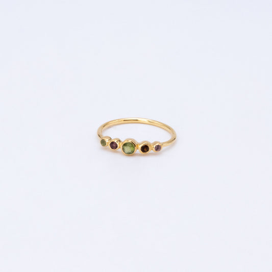 Anillo Lydia Multi Turmalina Plata 925 Bañada en Oro 18k