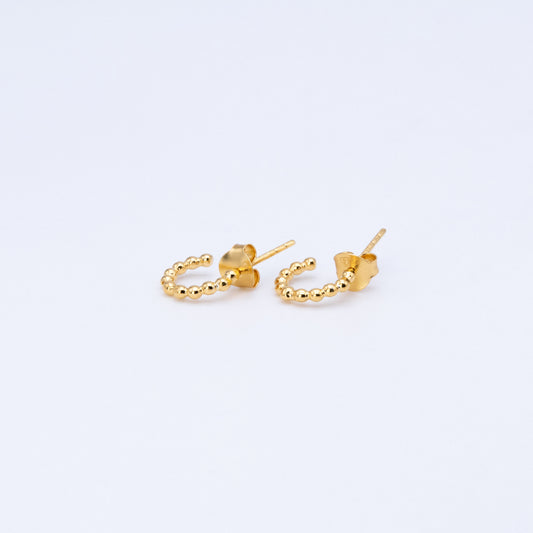 Pendiente Aro Bolas Pequeñas Plata Bañada en Oro 18k
