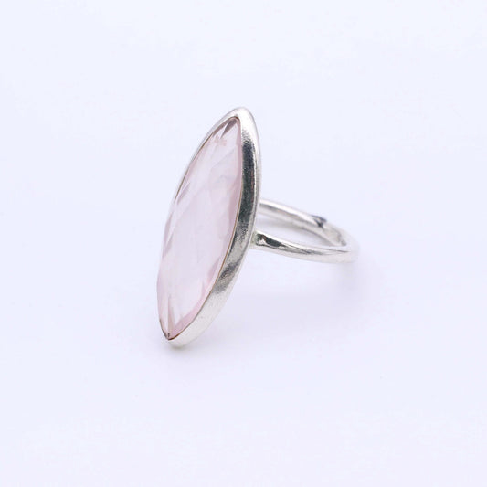 IC: ANILLO PLATA CUARZO ROSA FACETADO