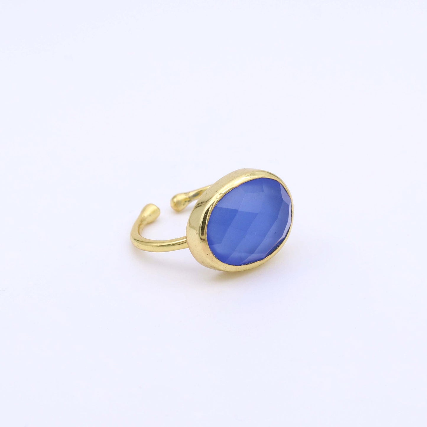 IC: ANILLO PLATA CHAPADO ORO CALCEDONIA