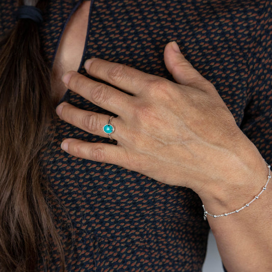 IC: ANILLO PLATA TURQUESA NATURAL BETTA