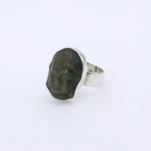 IC: ANILLO PLATA ARTESANIA CABEZA BUDDHA 1