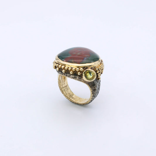 IC: ANILLO PLATA ORO RODIO JASPER