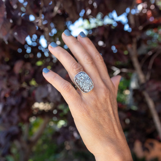 IC: ANILLO PLATA TURQUESA NATURAL MOSAICO