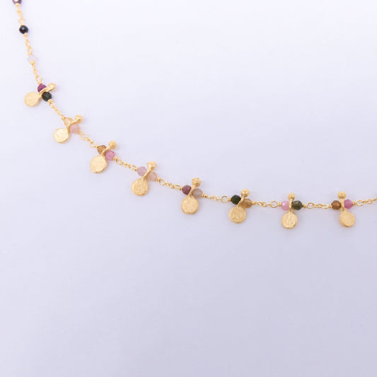 Gargantilla Meraki Turmalinas Multicolor y Plata 925 Bañada en Oro 18k