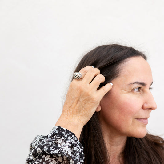 Anillo Llamador Plata y Ónix