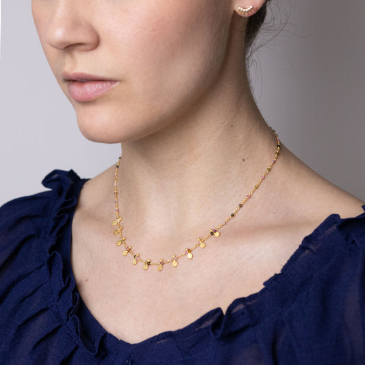 Gargantilla Meraki Turmalinas Multicolor y Plata 925 Bañada en Oro 18k