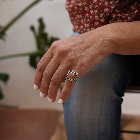 Anillo Malini Plata y Jaspe