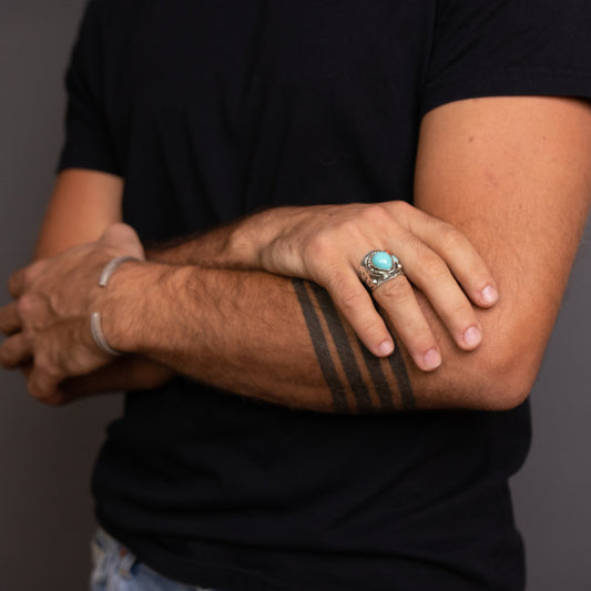 Anillo Plata Turquesa Navajo Plata Ecológica Hecho a Mano