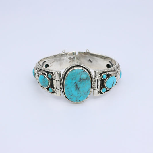 Pulsera plata luz turquesa hombre 5