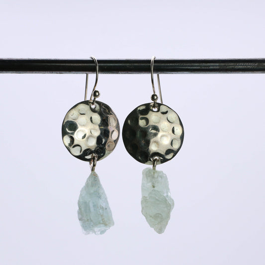 IC: SILVER EARRING AQUAMARINE RAW