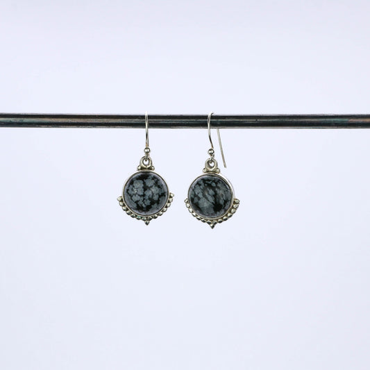 Pendientes Obsidiana Nevada y Plata