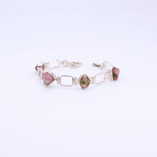 Pulsera Plata Turmalina Sandia