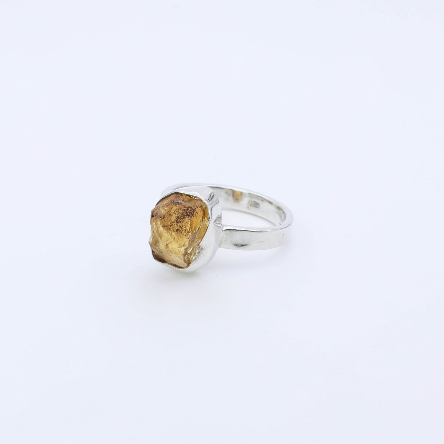 anillo plata 925 cuarzo citrino natural rustico 2