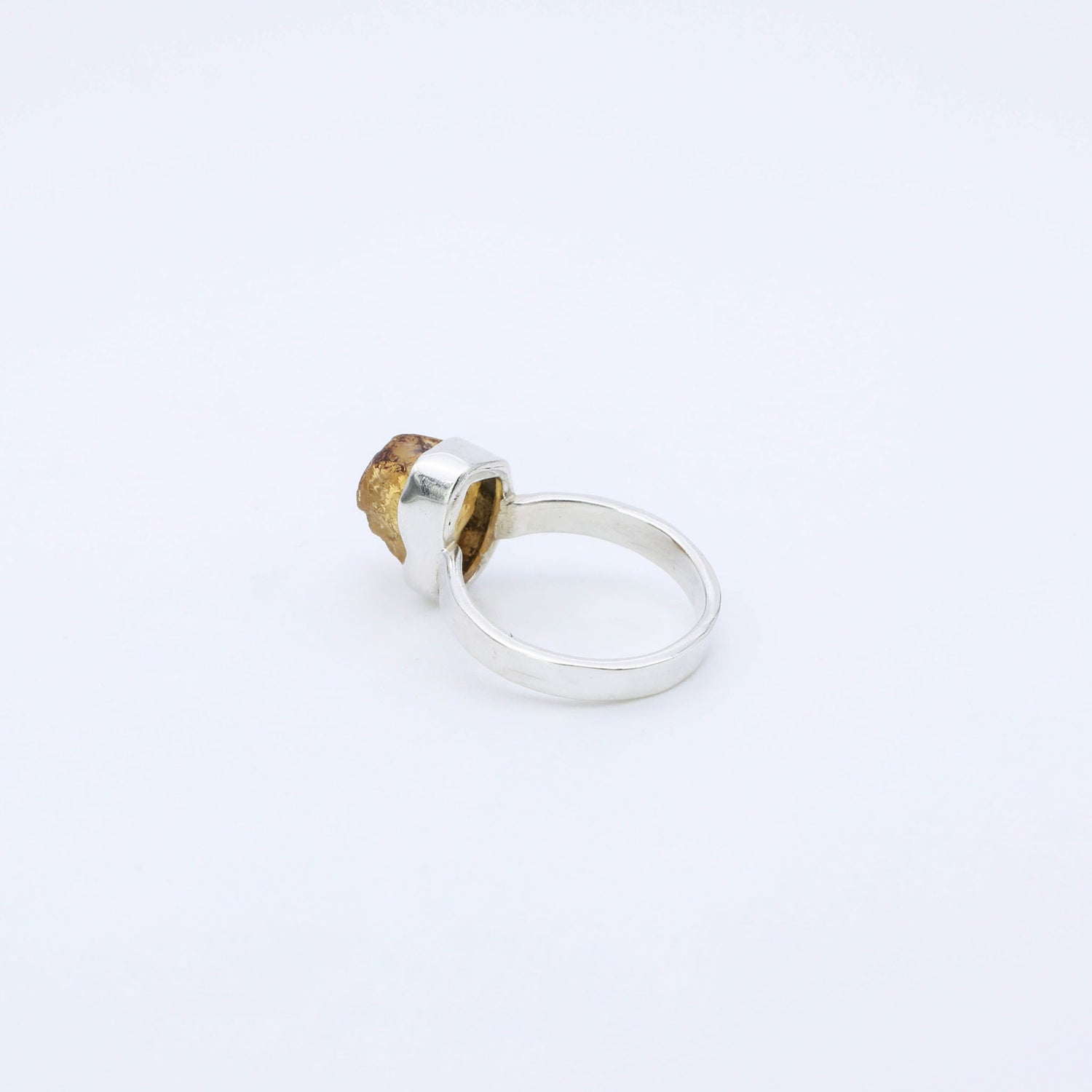 anillo plata 925 cuarzo citrino natural rustico 3