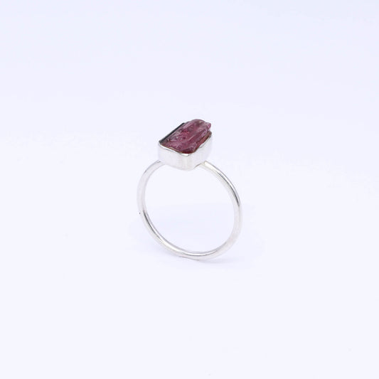Plata Luz anillo turmalina rosa y plata