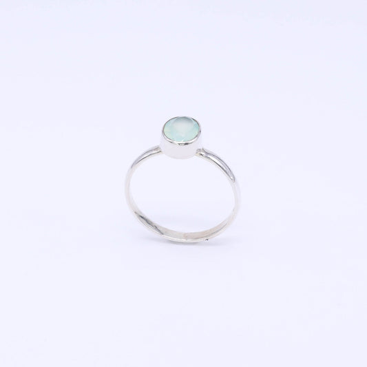 IC: ANILLO PLATA CALCEDONIA AZUL Y PLATA ARTESANIA