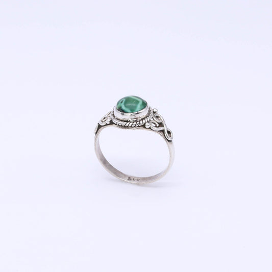 IC: ANILLO PLATA MALAQUITA ARTESANIA