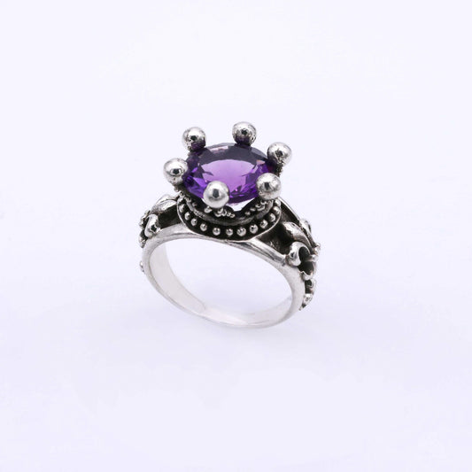 IC: ANILLO PLATA AMATISTA CORONA