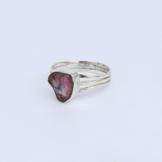 Plata Luz Anillo Turmalina Sandía Bicolor Iteli 02