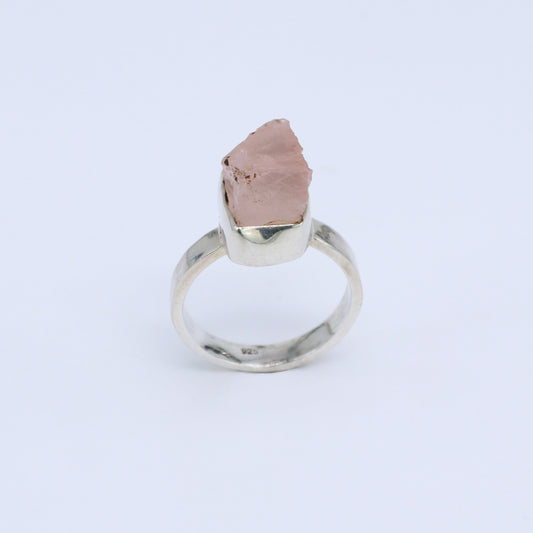 Plata Luz Anillo Cuarzo Rosa Gulabe 01