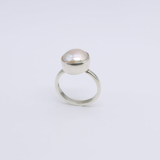 Anillo Plata Perla Barroca