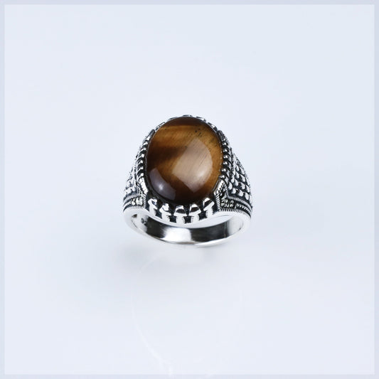 ic: 1 anillo plata hombre ojo de tigre onix
