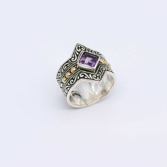 IC: ANILLO PLATA ORO AMATISTA NATURAL