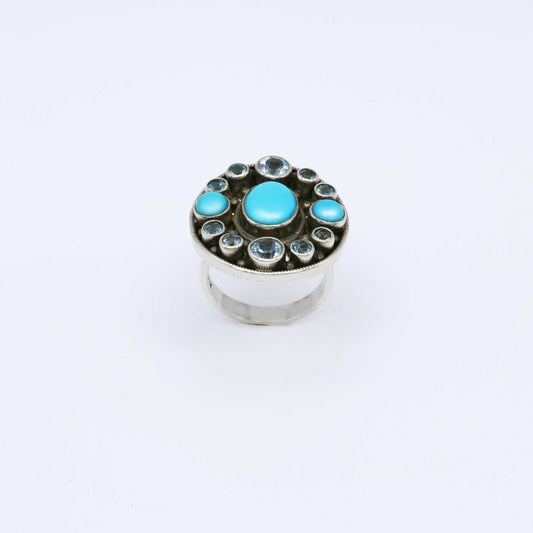 IC: ANILLO PLATA TURQUESA TOPACIO AZUL