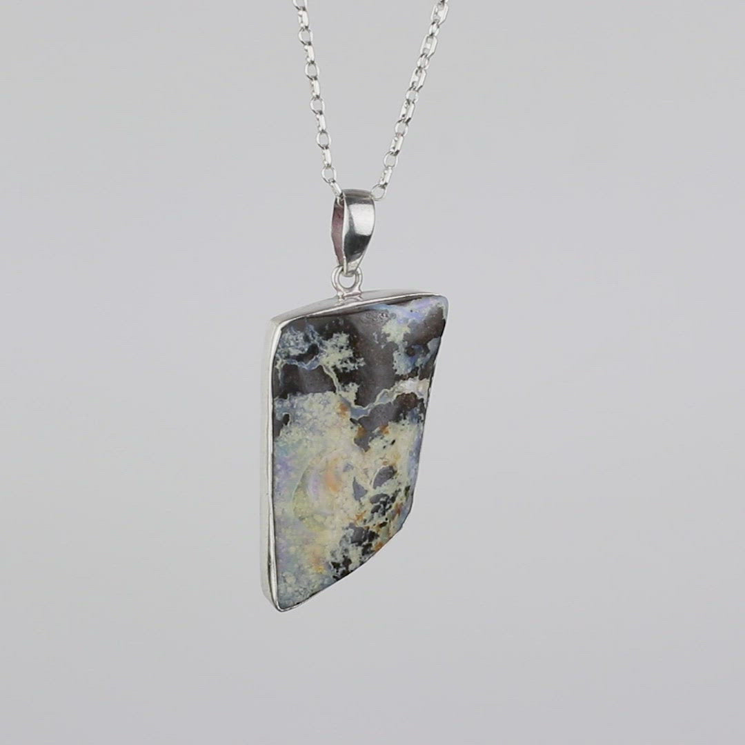 ic: colgante plata opalo boulder natural australiano