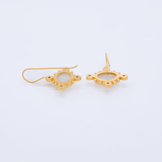 Pendiente Marama Plata 925 Baño Oro 18k y Piedras Naturales