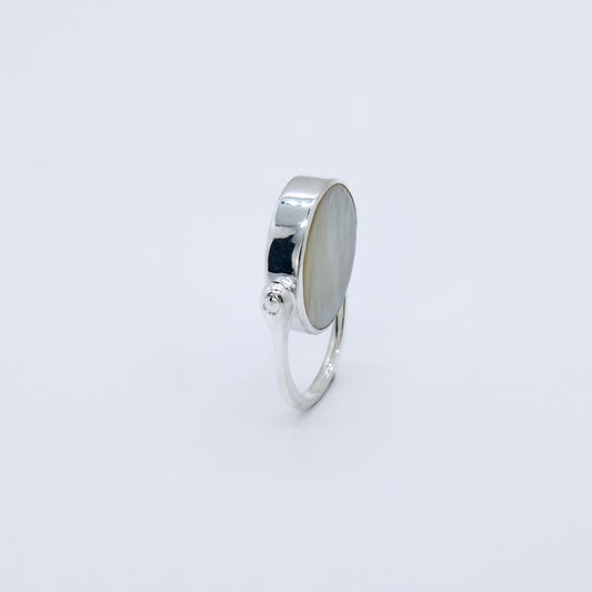 Anillo Entelequia Giratorio Calcedonia y Nácar Plata 925