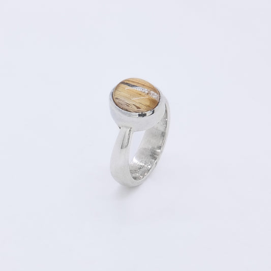 Anillo Koi Plata y Cuarzo Rutilado