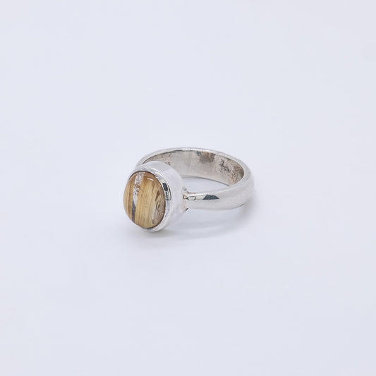 Anillo Koi Plata y Cuarzo Rutilado